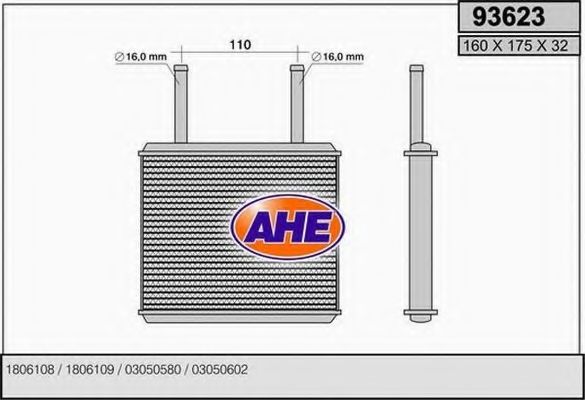 AHE 93623 Радиатор печки AHE 
