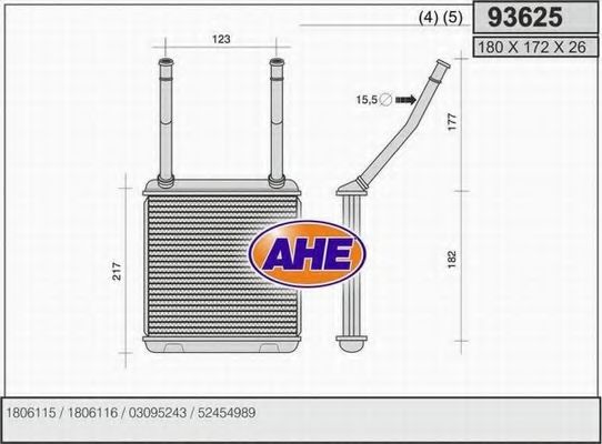 AHE 93625 Радиатор печки AHE 