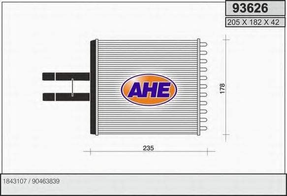 AHE 93626 Радиатор печки AHE 