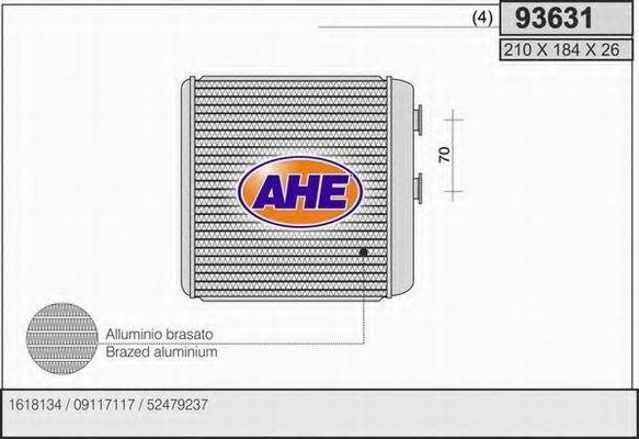 AHE 93631 Радиатор печки 