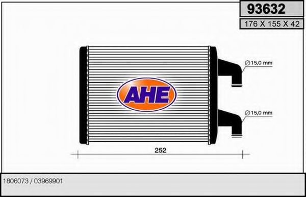 AHE 93632 Радиатор печки AHE 