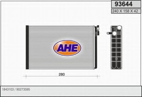 AHE 93644 Радиатор печки 