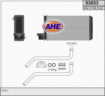 AHE 93653 Радиатор печки для PEUGEOT