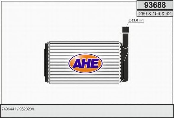 AHE 93688 Радиатор печки для SAAB