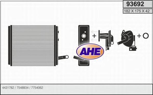 AHE 93692 Радиатор печки для SEAT