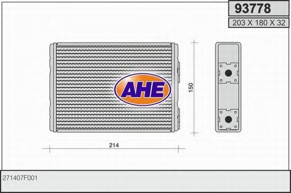 AHE 93778 Радиатор печки для NISSAN