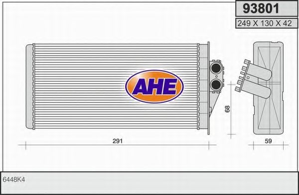 AHE 93801 Радиатор печки для PEUGEOT