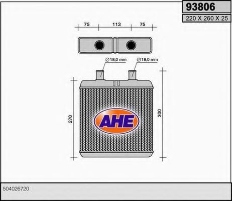 AHE 93806 Радиатор печки для IVECO DAILY