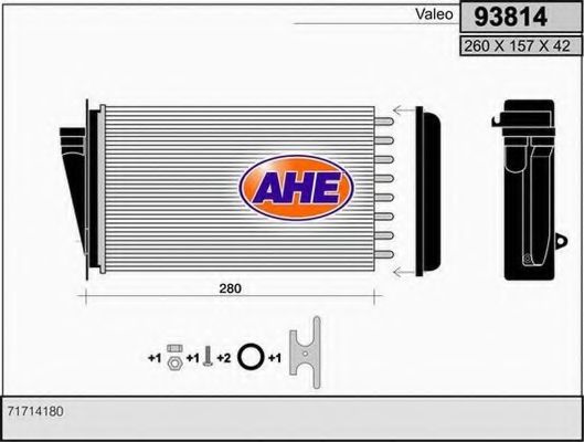 AHE 93814 Радиатор печки для FIAT MULTIPLA