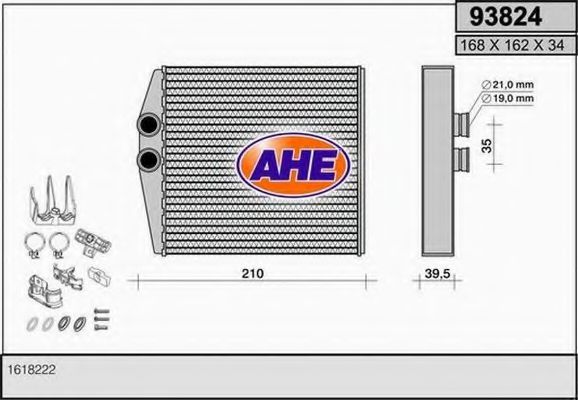 AHE 93824 Радиатор печки для OPEL TIGRA