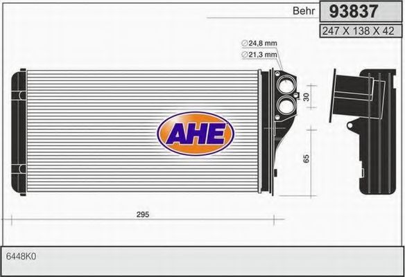AHE 93837 Радиатор печки для PEUGEOT