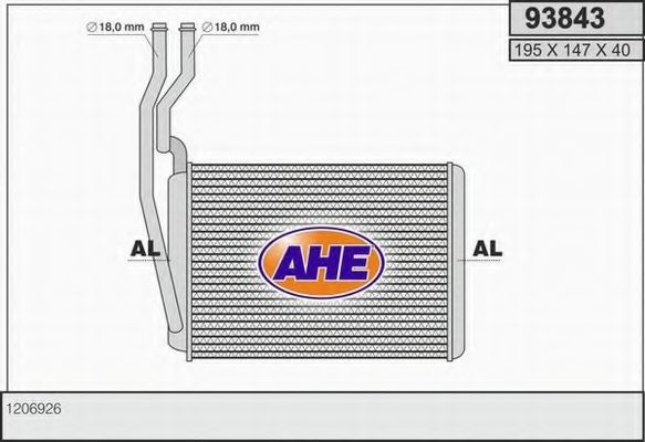 AHE 93843 Радиатор печки 