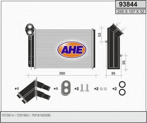 AHE 93844 Радиатор печки для SEAT