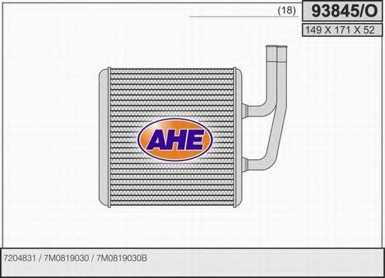 AHE 93845O Радиатор печки 