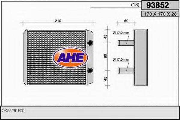 AHE 93852 Радиатор печки 