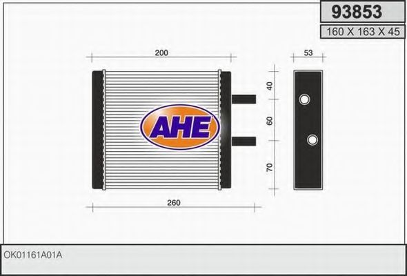 AHE 93853 Радиатор печки для KIA