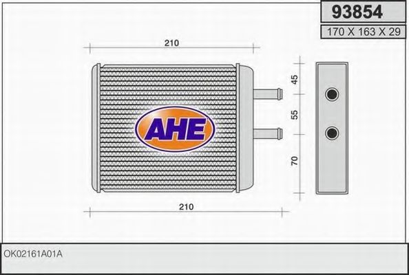 AHE 93854 Радиатор печки для KIA