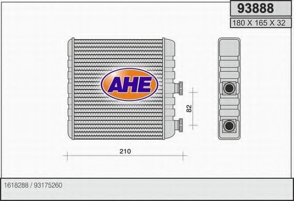 AHE 93888 Радиатор печки 