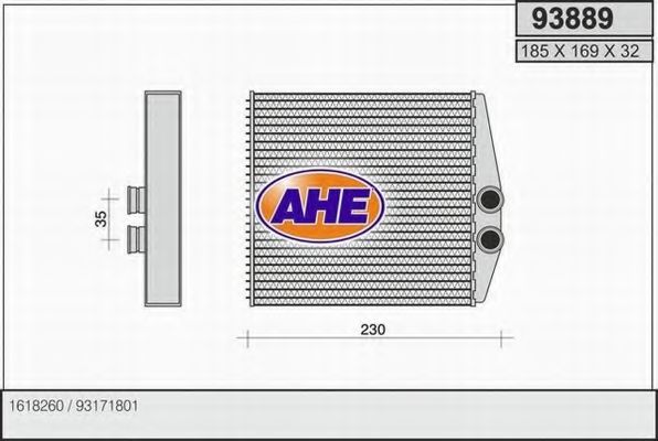 AHE 93889 Радиатор печки для SAAB
