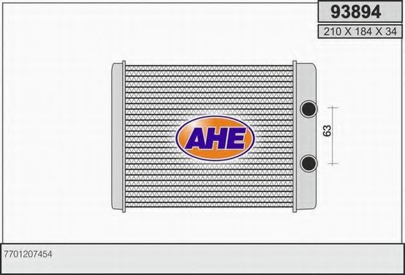 AHE 93894 Радиатор печки для RENAULT
