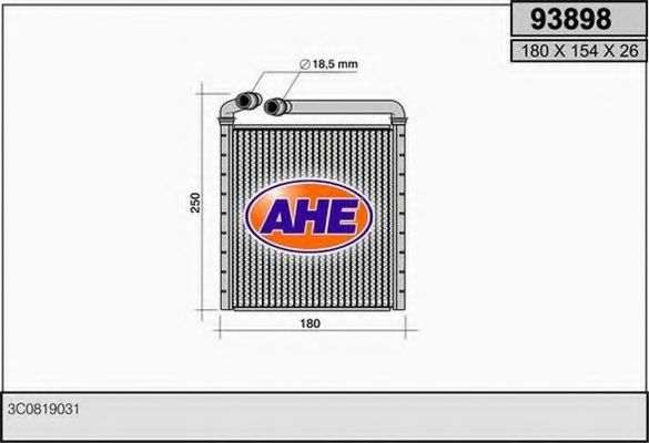 AHE 93898 Радиатор печки для SKODA