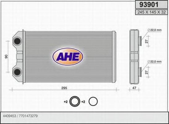 AHE 93901 Радиатор печки 