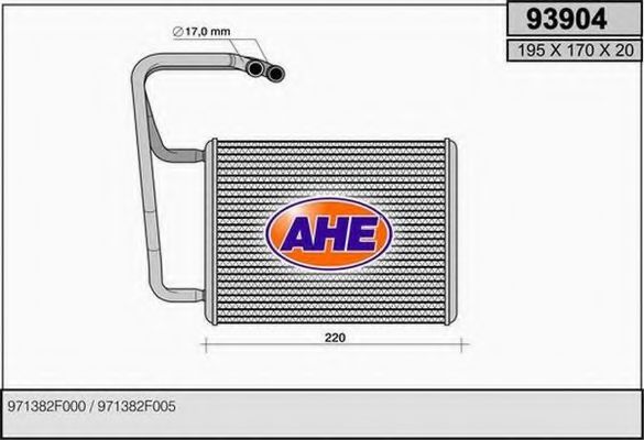 AHE 93904 Радиатор печки 