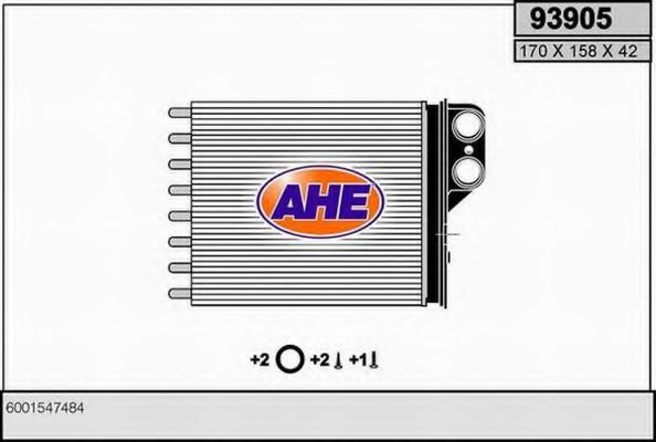 AHE 93905 Радиатор печки для DACIA