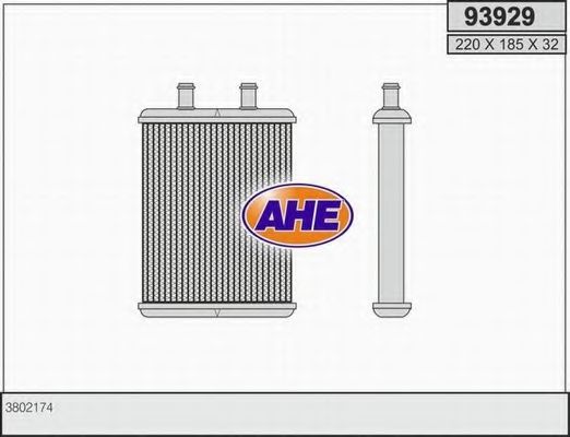 AHE 93929 Радиатор печки для PEUGEOT