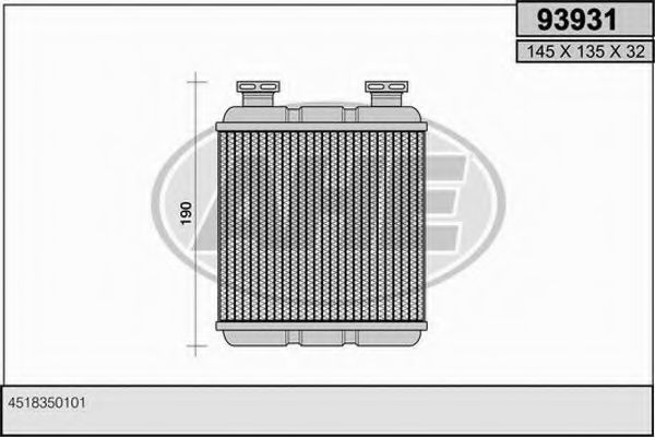 AHE 93931 Радиатор печки для SMART