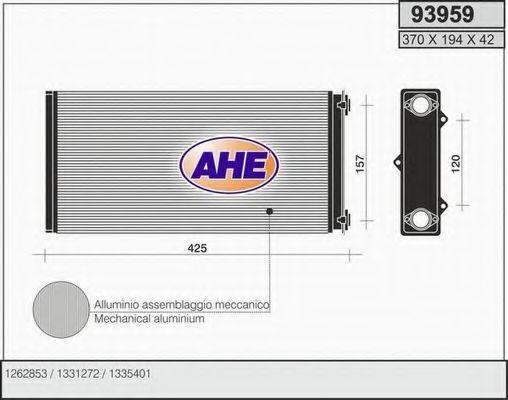 AHE 93959 Радиатор печки для DAF