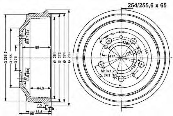 VEMA 801003 Тормозной барабан для FIAT DUCATO