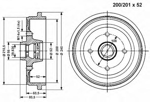 VEMA 801120 Тормозной барабан VEMA 