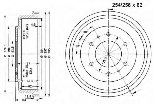 VEMA 801136 Тормозной барабан для MITSUBISHI COLT/RODEO (K3T, K2T, K1T, K0T)