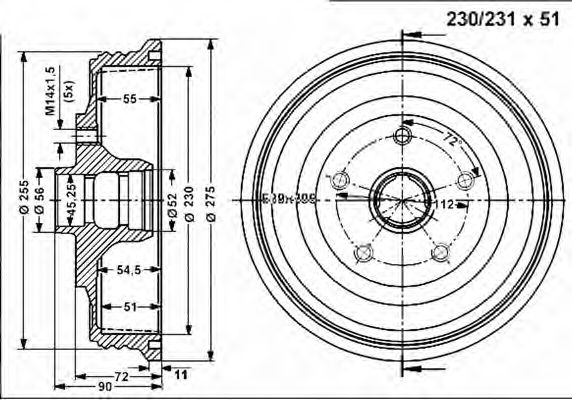 VEMA 801235 Тормозной барабан для AUDI 100