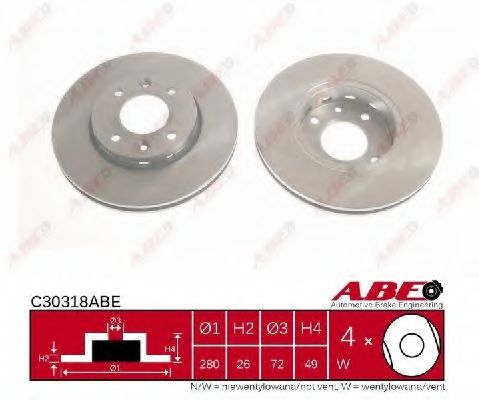 ABE C30318ABE Тормозные диски ABE для KIA