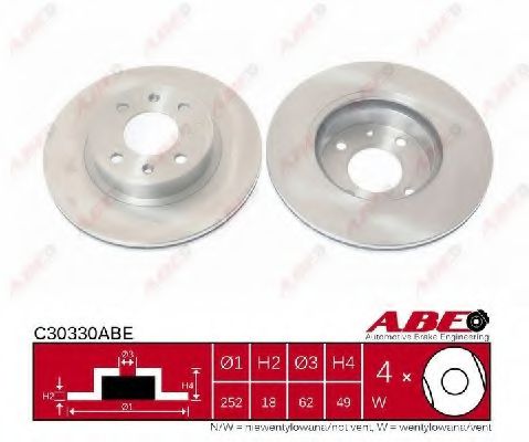 ABE C30330ABE Тормозные диски ABE для KIA