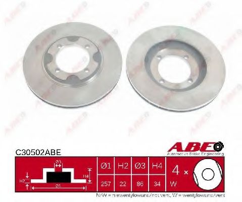 ABE C30502ABE Тормозные диски для HYUNDAI LANTRA 2 универсал (J-2)