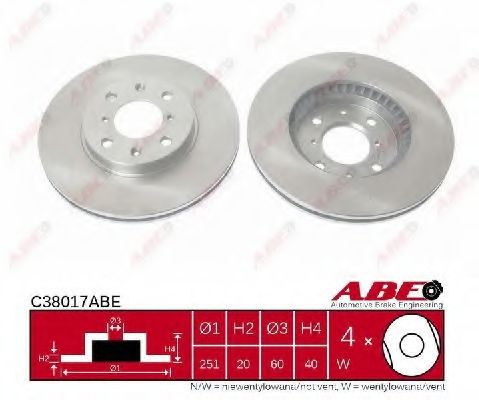 ABE C38017ABE Тормозные диски для OPEL AGILA