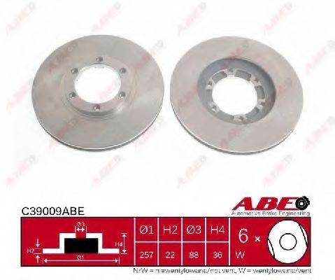 ABE C39009ABE Тормозные диски ABE для OPEL