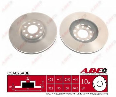 ABE C3A026ABE Тормозные диски ABE для AUDI