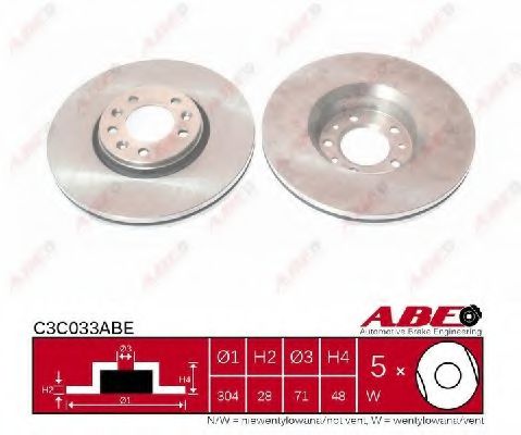 ABE C3C033ABE Тормозные диски ABE для FIAT