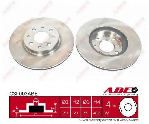 ABE C3F003ABE Тормозные диски для FIAT ALBEA