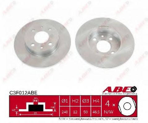 ABE C3F012ABE Тормозные диски ABE для FIAT
