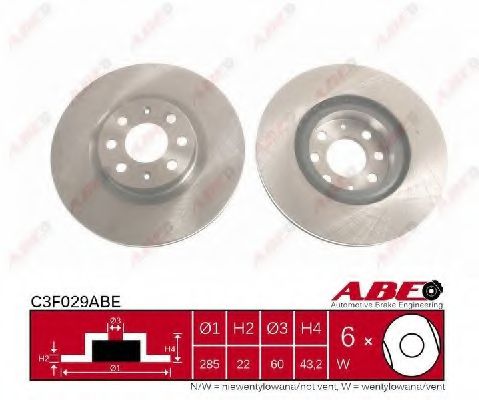 ABE C3F029ABE Тормозные диски ABE для FIAT