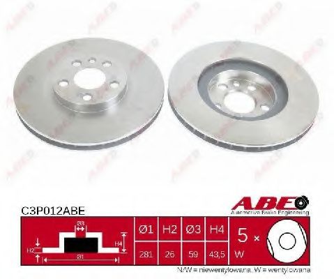 ABE C3P012ABE Тормозные диски для FIAT SCUDONATO