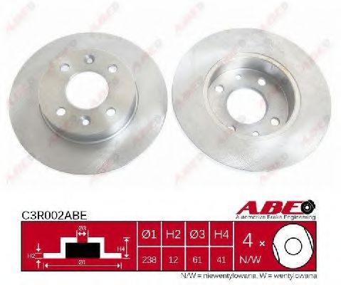 ABE C3R002ABE Тормозные диски для DACIA 1410