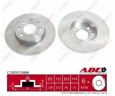 ABE C3X001ABE Тормозные диски для OPEL KADETT E фургон (37, 47)