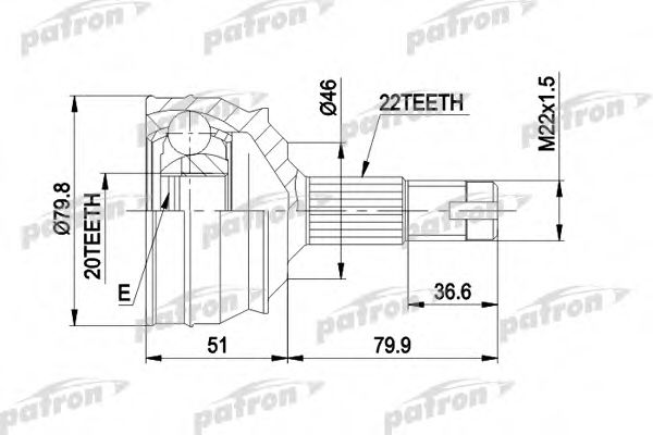 PATRON PCV1013 ШРУС для FIAT
