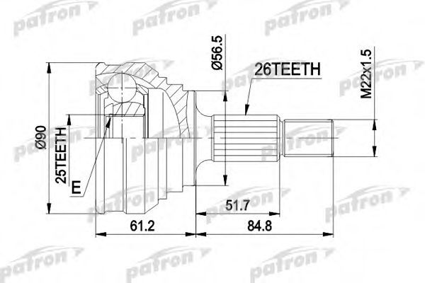 PATRON PCV1025 ШРУС для AUDI
